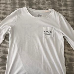 White & Navy Vineyard Vines Long Sleeve Shirt